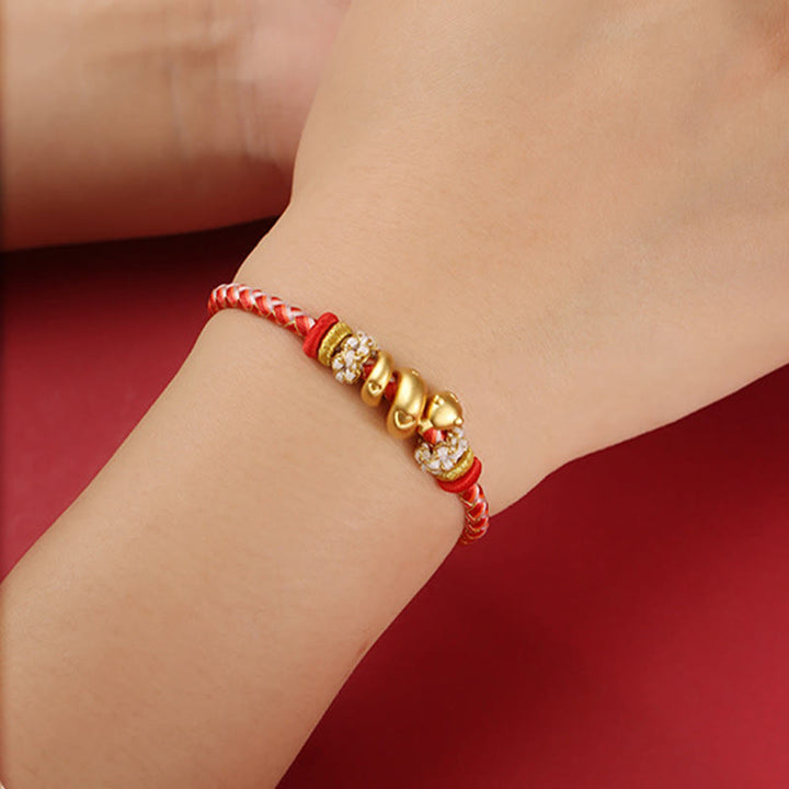 Buddha Stones 999 Sterling Silver Gradient Red String Year Of The Snake Luck Braided Bracelet - image 2