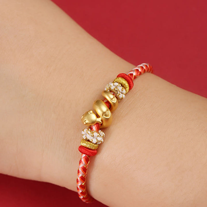 Buddha Stones 999 Sterling Silver Gradient Red String Year Of The Snake Luck Braided Bracelet - image 9