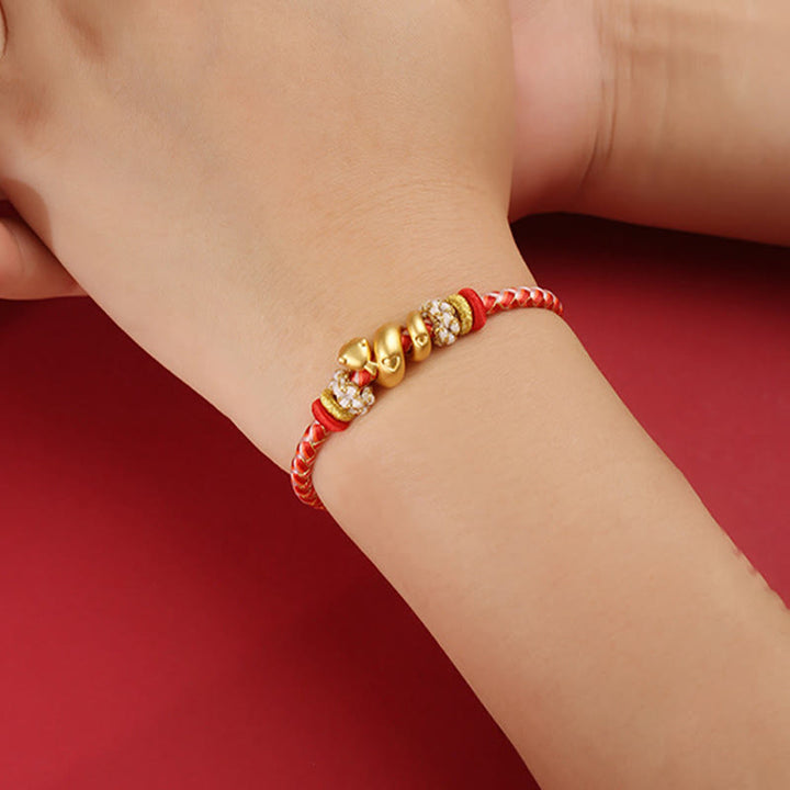 Buddha Stones 999 Sterling Silver Gradient Red String Year Of The Snake Luck Braided Bracelet - image 3