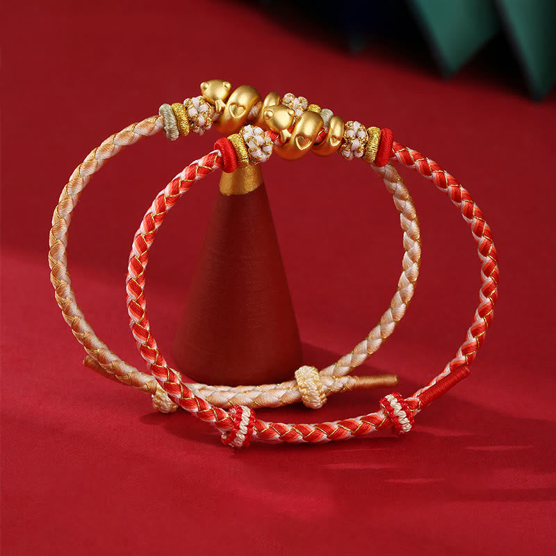 Buddha Stones 999 Sterling Silver Gradient Red String Year Of The Snake Luck Braided Bracelet - image 14