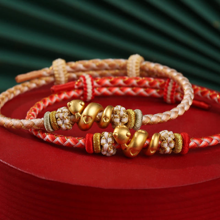 Buddha Stones 999 Sterling Silver Gradient Red String Year Of The Snake Luck Braided Bracelet - image 13