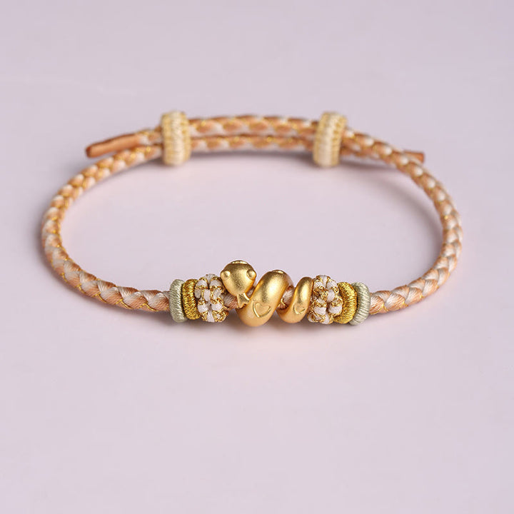 Buddha Stones 999 Sterling Silver Gradient Red String Year Of The Snake Luck Braided Bracelet - 999 Sterling Silver Yellow Rope(Wrist Circumference: 13-20cm) - image 10