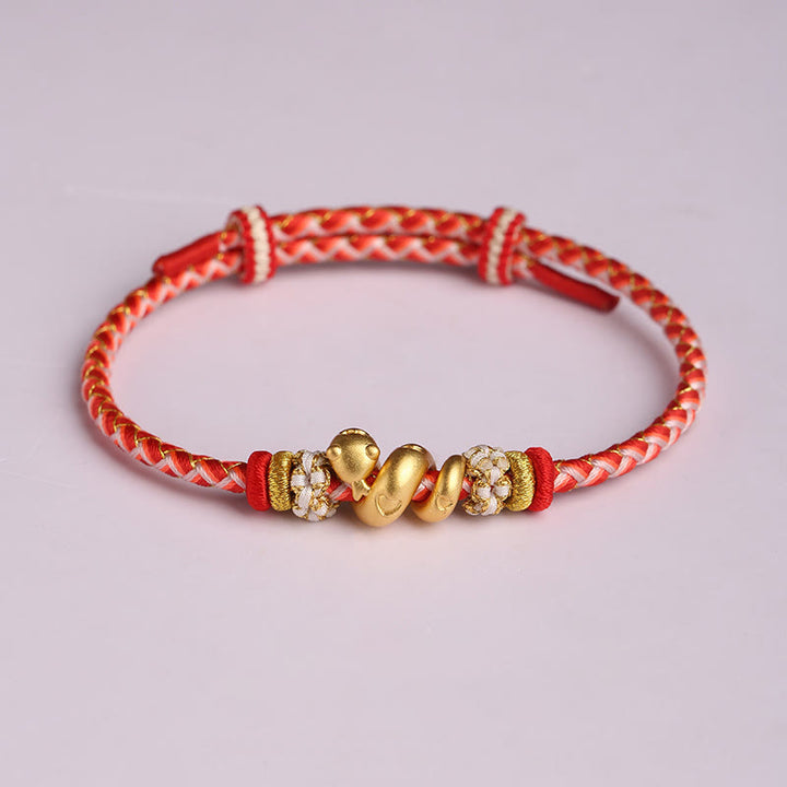 Buddha Stones 999 Sterling Silver Gradient Red String Year Of The Snake Luck Braided Bracelet - image 1