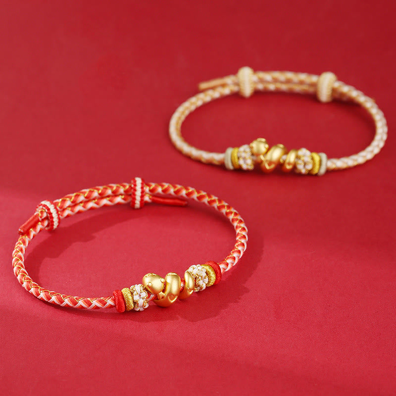 Buddha Stones 999 Sterling Silver Gradient Red String Year Of The Snake Luck Braided Bracelet - image 12