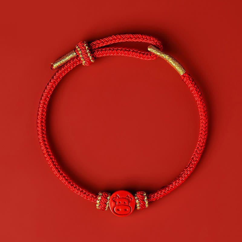 Buddha Stones Chinese Zodiac Red String Eight Thread Peace Knot Cinnabar Protection Luck Bracelet - Ox - Red Rope(Wrist Circumference: 14-19cm) - image 13