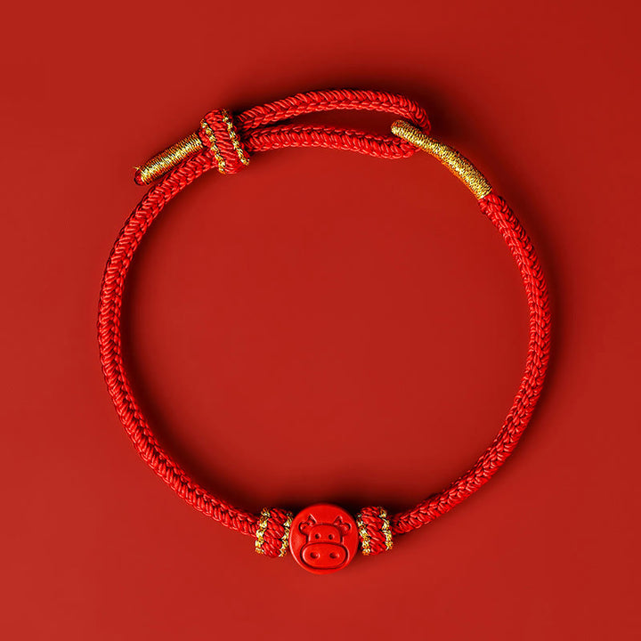 Buddha Stones Chinese Zodiac Red String Eight Thread Peace Knot Cinnabar Protection Luck Bracelet - Ox - Red Rope(Wrist Circumference: 14-19cm) - image 13