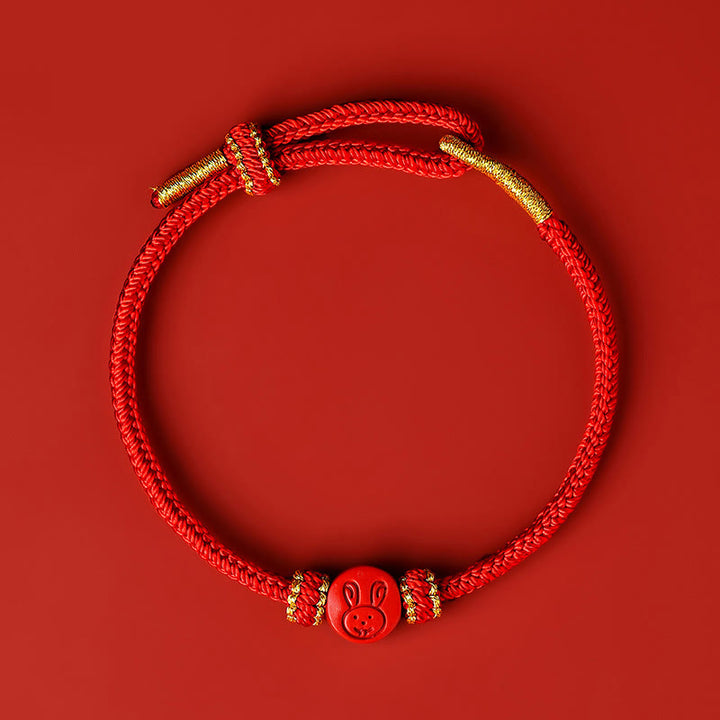 Buddha Stones Chinese Zodiac Red String Eight Thread Peace Knot Cinnabar Protection Luck Bracelet - Rabbit - Red Rope(Wrist Circumference: 14-19cm) - image 15