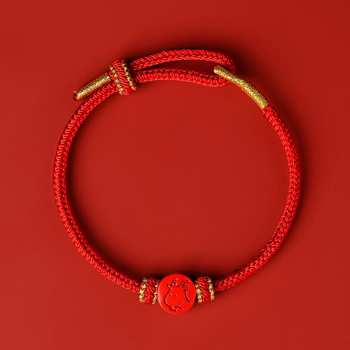Buddha Stones Chinese Zodiac Red String Eight Thread Peace Knot Cinnabar Protection Luck Bracelet - Goat - Red Rope(Wrist Circumference: 14-19cm) - image 18