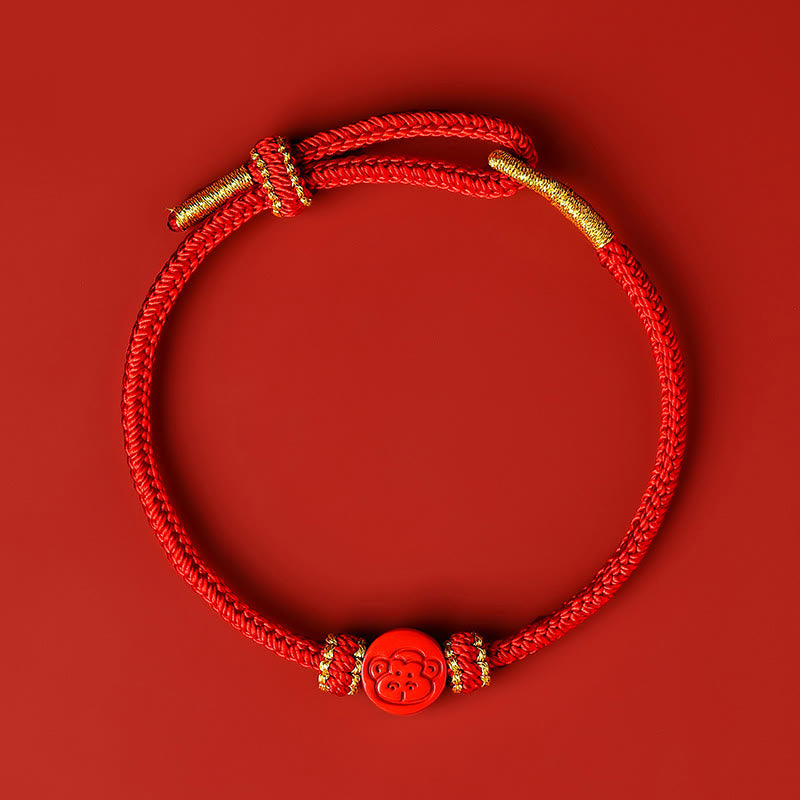 Buddha Stones Chinese Zodiac Red String Eight Thread Peace Knot Cinnabar Protection Luck Bracelet - Monkey - Red Rope(Wrist Circumference: 14-19cm) - image 19