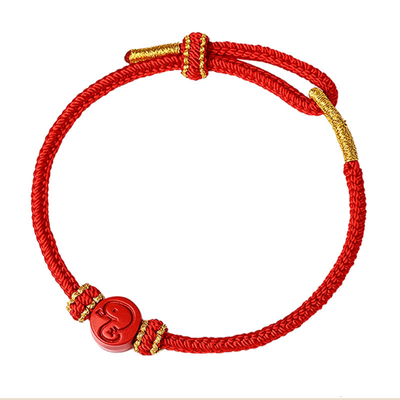 Buddha Stones Chinese Zodiac Red String Eight Thread Peace Knot Cinnabar Protection Luck Bracelet - image 1