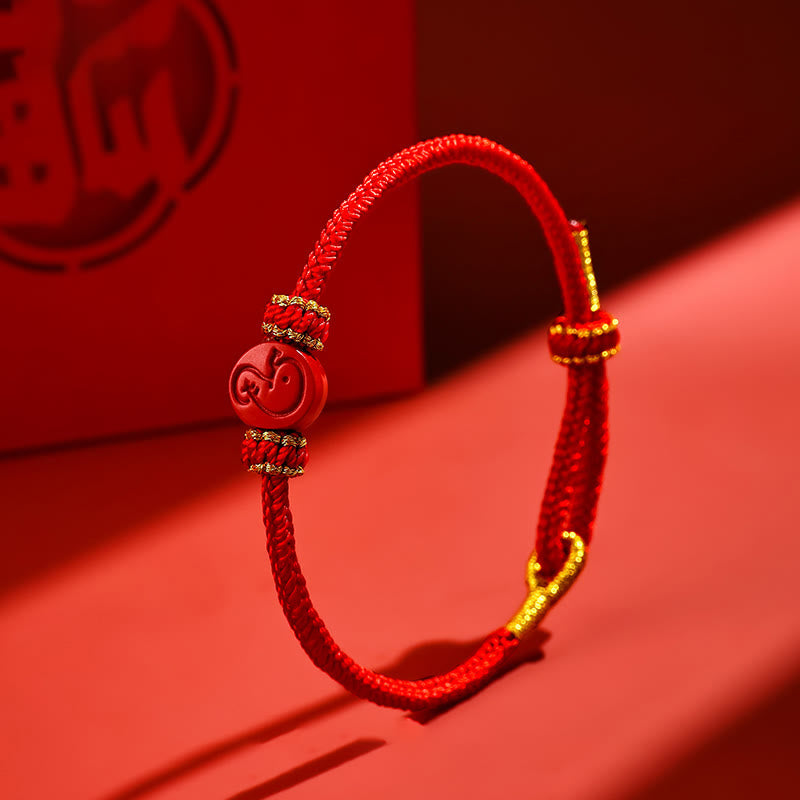 Buddha Stones Chinese Zodiac Red String Eight Thread Peace Knot Cinnabar Protection Luck Bracelet - image 2