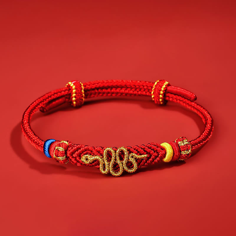 Buddha Stones Red String Eight Thread Peace Knot Year Of The Snake Protection Braided Bracelet - Kid(Wrist Circumference: 11-15cm) - image 0