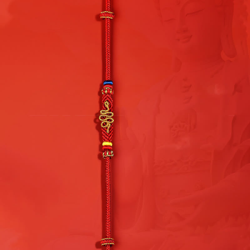 Buddha Stones Red String Eight Thread Peace Knot Year Of The Snake Protection Braided Bracelet - image 1