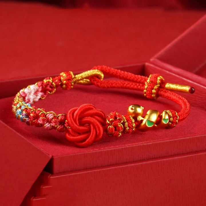 Buddha Stones Red String Mandala Knot Hand-woven Colorful Flowers Year Of The Snake Protection Braided Bracelet - image 8