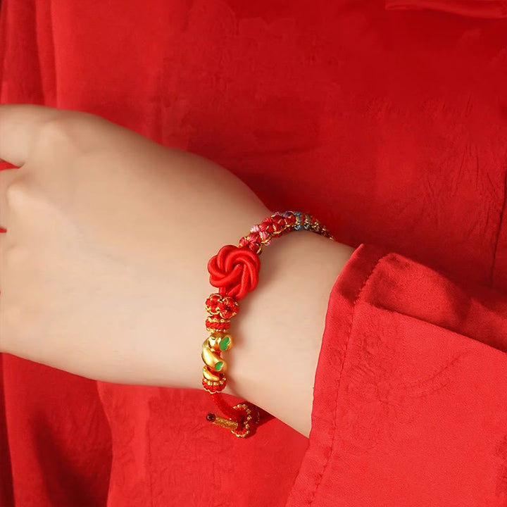 Buddha Stones Red String Mandala Knot Hand-woven Colorful Flowers Year Of The Snake Protection Braided Bracelet - image 5