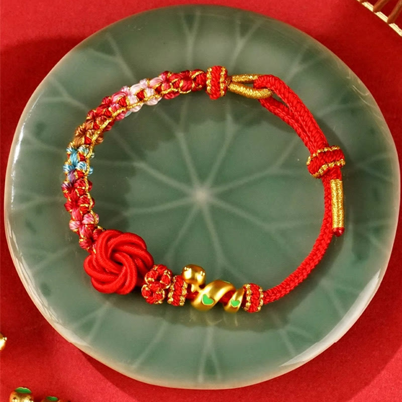 Buddha Stones Red String Mandala Knot Hand-woven Colorful Flowers Year Of The Snake Protection Braided Bracelet - image 2