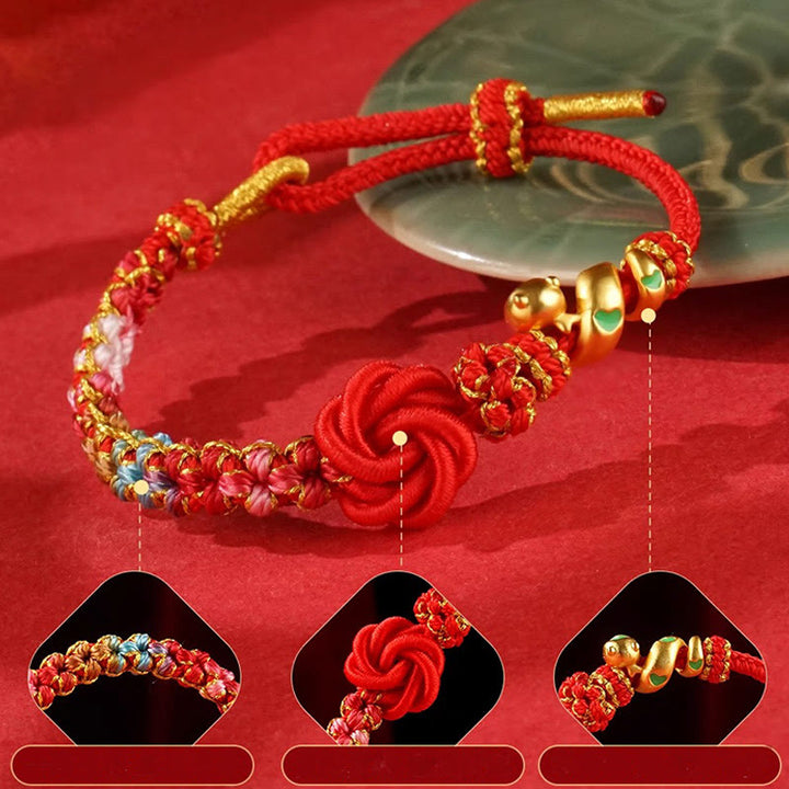Buddha Stones Red String Mandala Knot Hand-woven Colorful Flowers Year Of The Snake Protection Braided Bracelet - image 3