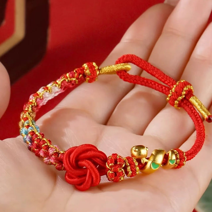 Buddha Stones Red String Mandala Knot Hand-woven Colorful Flowers Year Of The Snake Protection Braided Bracelet - image 4