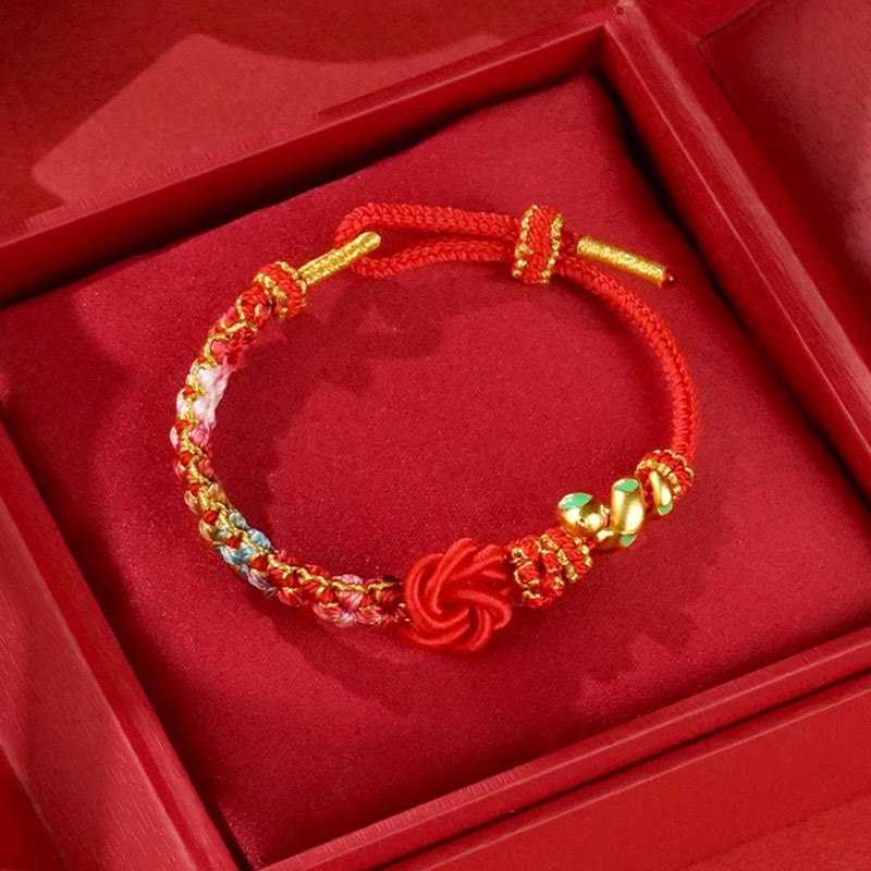 Buddha Stones Red String Mandala Knot Hand-woven Colorful Flowers Year Of The Snake Protection Braided Bracelet - image 1