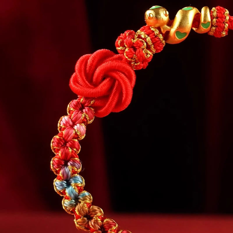 Buddha Stones Red String Mandala Knot Hand-woven Colorful Flowers Year Of The Snake Protection Braided Bracelet - image 10