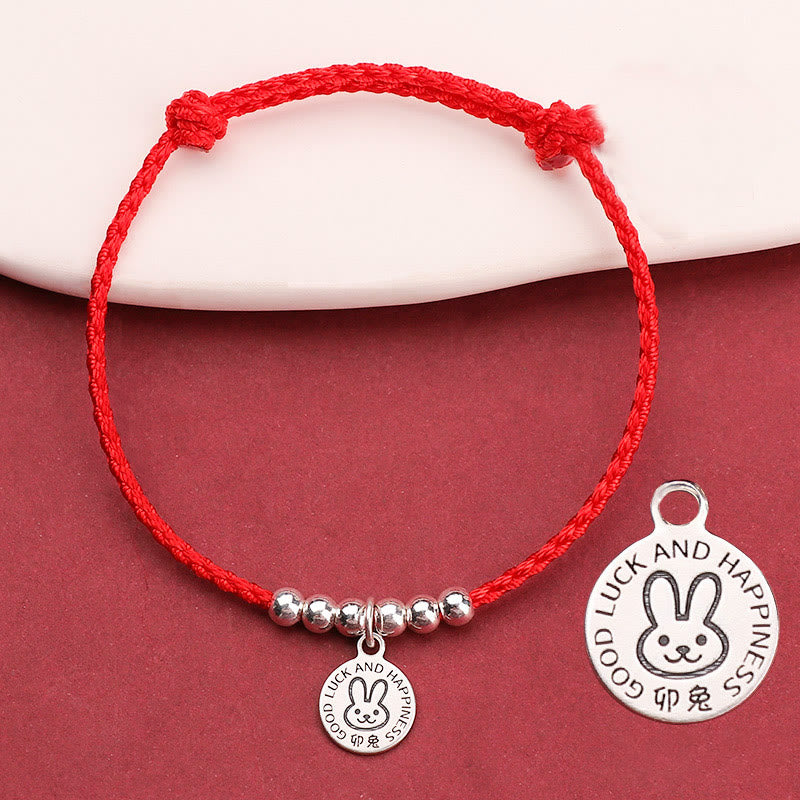 Buddha Stones Chinese Zodiac Kid Red String 999 Sterling Silver Protection Bracelet - Rabbit - Red Rope& 999 Sterling Silver(Wrist Circumference: 11-15cm) - image 14