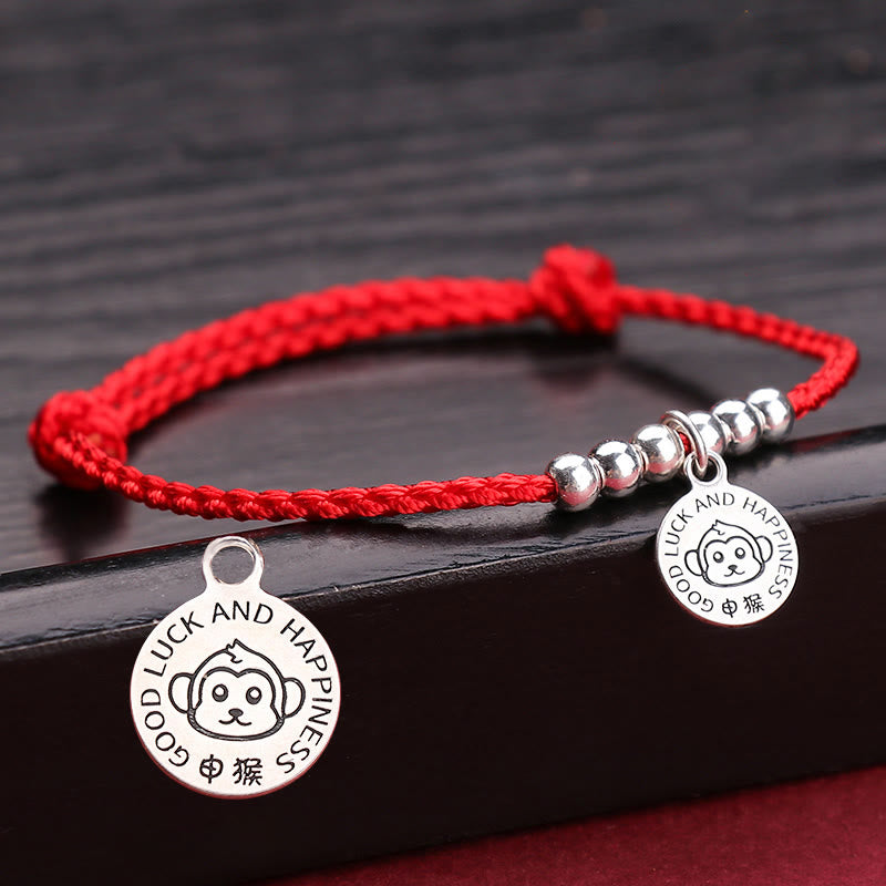 Buddha Stones Chinese Zodiac Kid Red String 999 Sterling Silver Protection Bracelet - Monkey - Red Rope& 999 Sterling Silver(Wrist Circumference: 11-15cm) - image 20