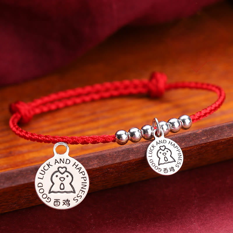 Buddha Stones Chinese Zodiac Kid Red String 999 Sterling Silver Protection Bracelet - Rooster - Red Rope& 999 Sterling Silver(Wrist Circumference: 11-15cm) - image 22
