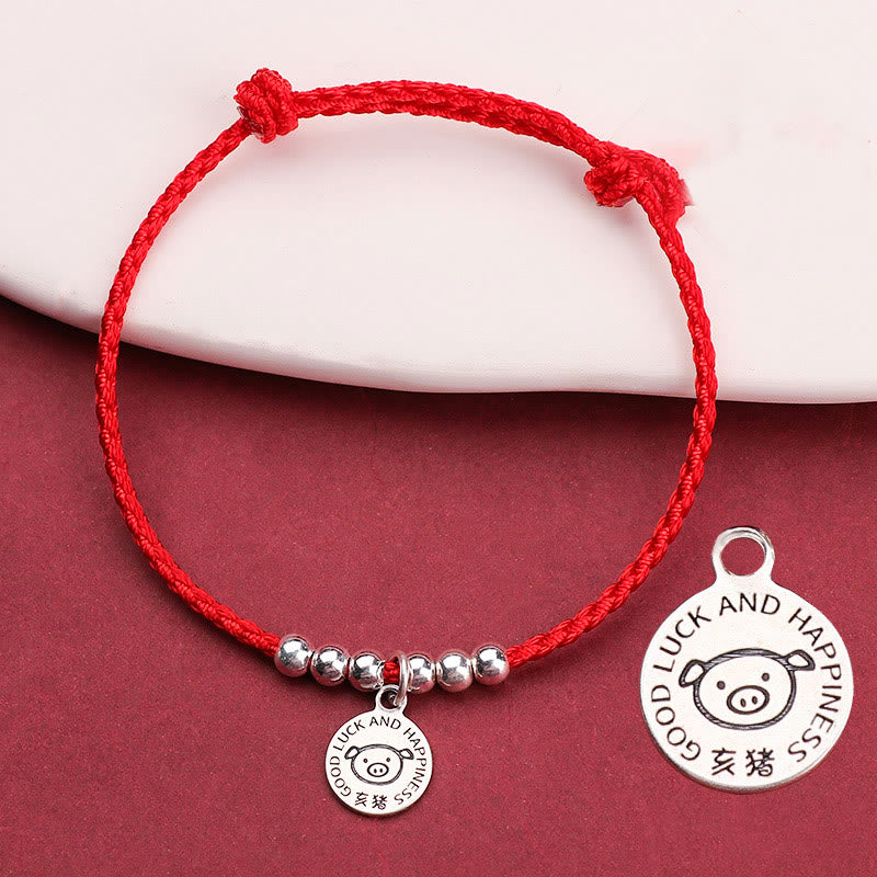 Buddha Stones Chinese Zodiac Kid Red String 999 Sterling Silver Protection Bracelet - Pig - Red Rope& 999 Sterling Silver(Wrist Circumference: 11-15cm) - image 24