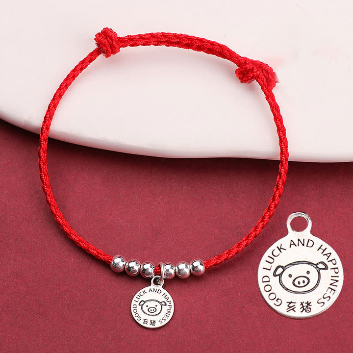 Buddha Stones Chinese Zodiac Kid Red String 999 Sterling Silver Protection Bracelet - Pig - Red Rope& 999 Sterling Silver(Wrist Circumference: 11-15cm) - image 24
