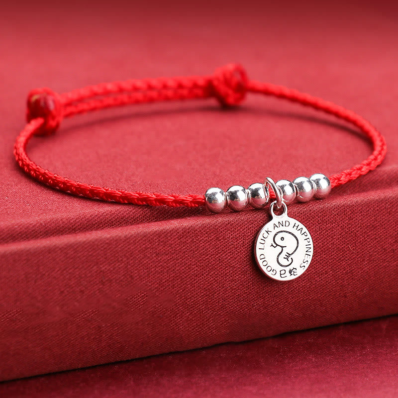 Buddha Stones Chinese Zodiac Kid Red String 999 Sterling Silver Protection Bracelet - Snake - Red Rope& 999 Sterling Silver(Wrist Circumference: 11-15cm) - image 0