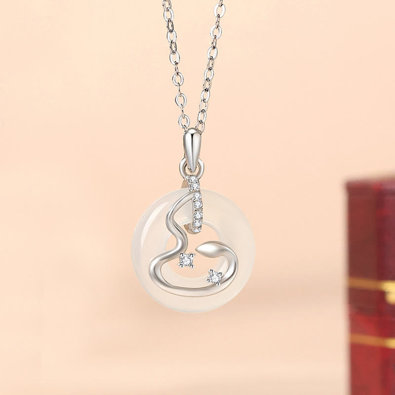 Buddha Stones 925 Sterling Silver Black Onyx Chalcedony Peace Buckle Year Of The Snake Luck Necklace Pendant - 925 Sterling Silver Chalcedony Peace Buckle - image 5