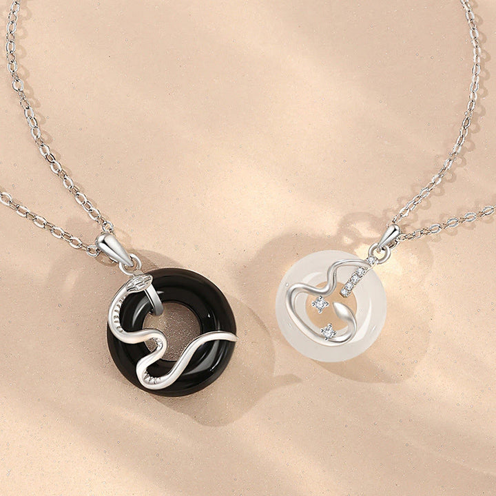 Buddha Stones 925 Sterling Silver Black Onyx Chalcedony Peace Buckle Year Of The Snake Luck Necklace Pendant - image 8