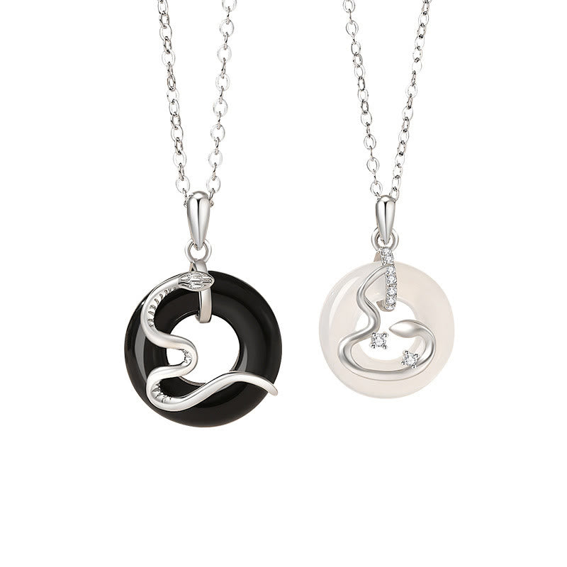 Buddha Stones 925 Sterling Silver Black Onyx Chalcedony Peace Buckle Year Of The Snake Luck Necklace Pendant - image 9