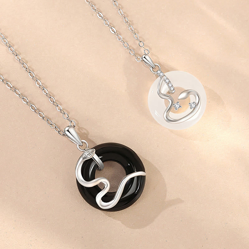 Buddha Stones 925 Sterling Silver Black Onyx Chalcedony Peace Buckle Year Of The Snake Luck Necklace Pendant - image 7