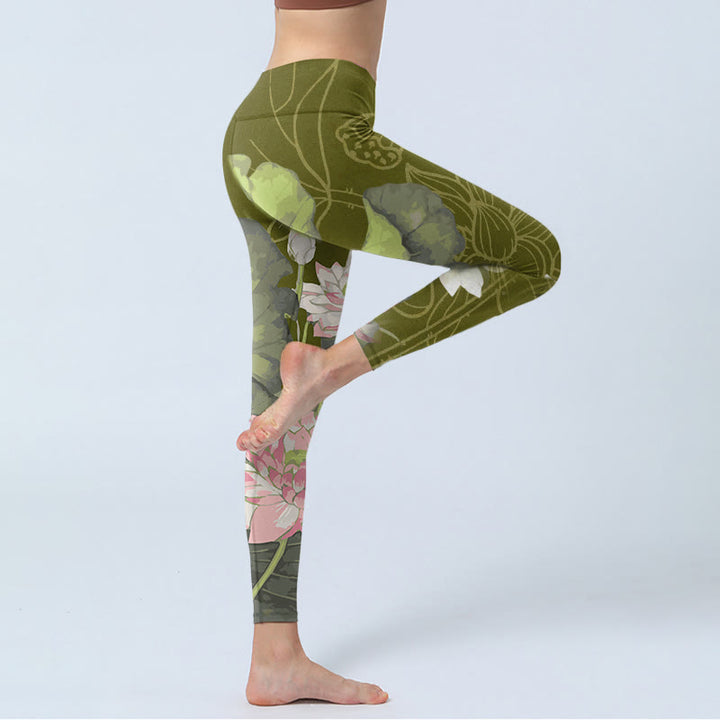 Buddha Stones Lotus Print Gym Leggings Women's Yoga Pants - image 3