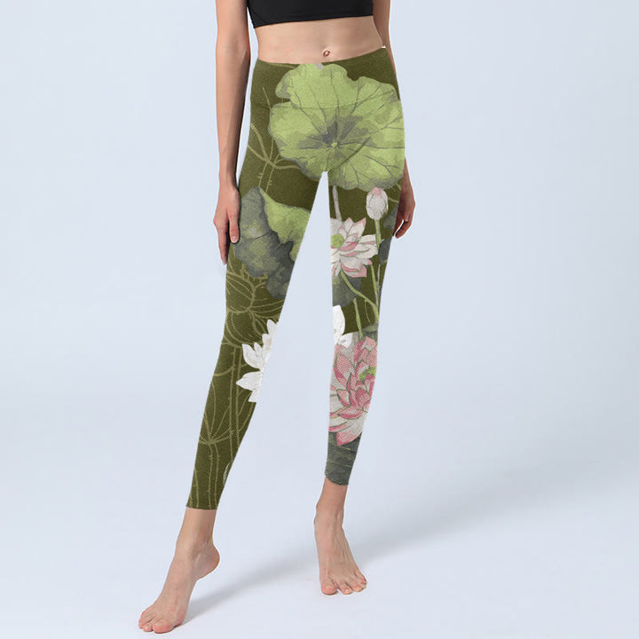 Buddha Stones Lotus Print Gym Leggings Women's Yoga Pants - image 5