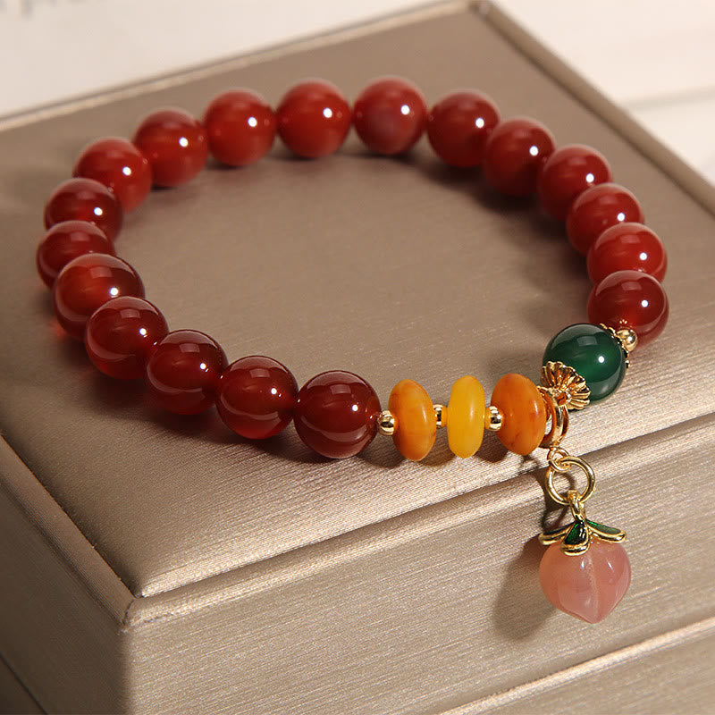 Buddha Stones Red Agate Amber Peach Charm Self-acceptance Bracelet - Red Agate(Wrist Circumference 14-17cm) - image 0