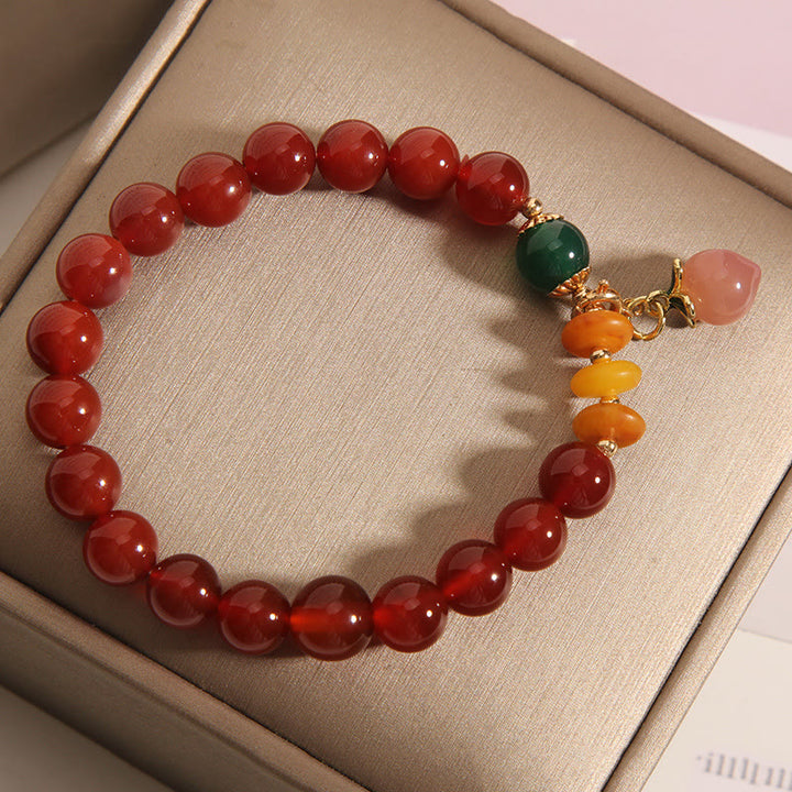 Buddha Stones Red Agate Amber Peach Charm Self-acceptance Bracelet - image 3