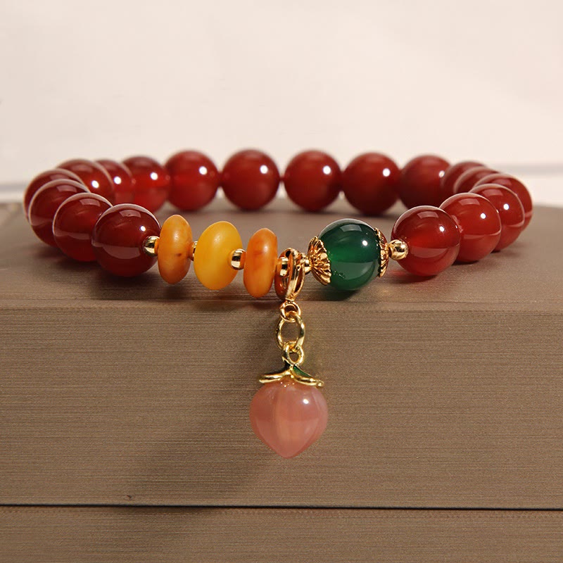 Buddha Stones Red Agate Amber Peach Charm Self-acceptance Bracelet - image 1