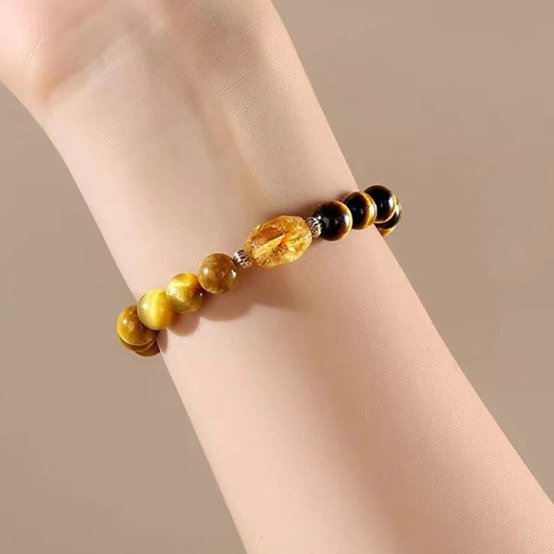 Buddha Stones Natural Yellow Black Tiger Eye Citrine Strength Bracelet - image 5