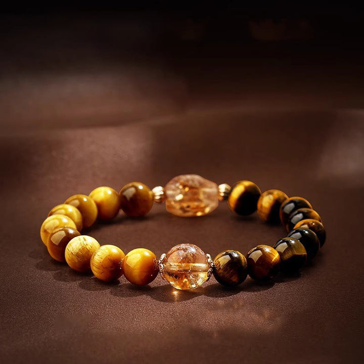 Buddha Stones Natural Yellow Black Tiger Eye Citrine Strength Bracelet - image 7