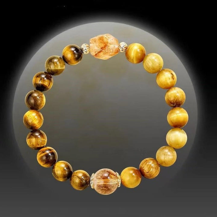 Buddha Stones Natural Yellow Black Tiger Eye Citrine Strength Bracelet - image 12