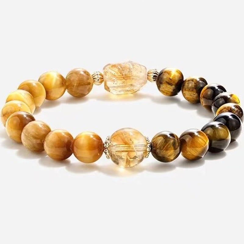 Buddha Stones Natural Yellow Black Tiger Eye Citrine Strength Bracelet - image 13