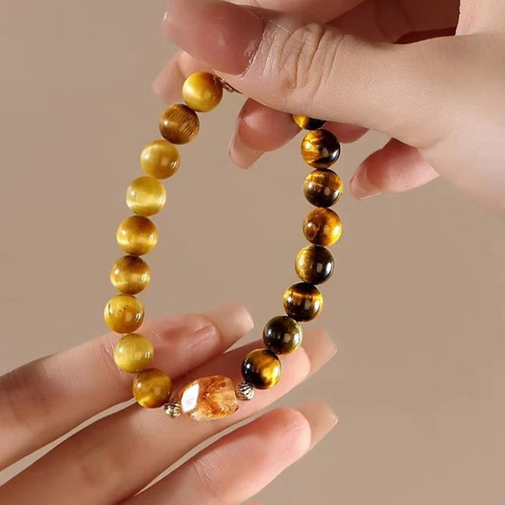 Buddha Stones Natural Yellow Black Tiger Eye Citrine Strength Bracelet - image 6