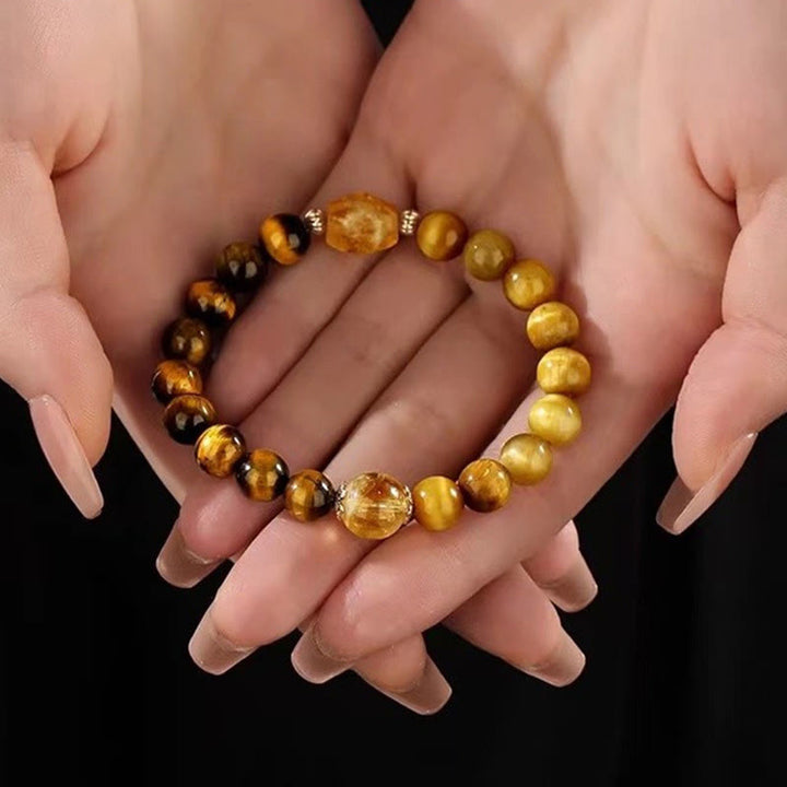 Buddha Stones Natural Yellow Black Tiger Eye Citrine Strength Bracelet - image 11
