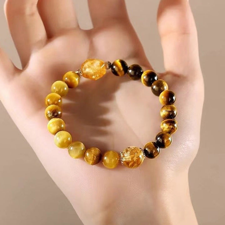 Buddha Stones Natural Yellow Black Tiger Eye Citrine Strength Bracelet - image 10