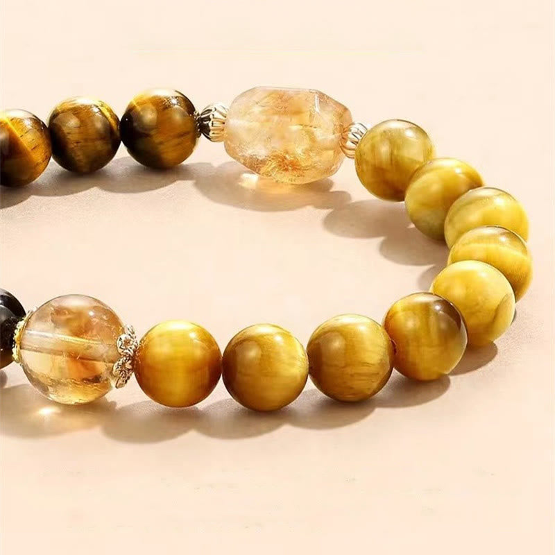 Buddha Stones Natural Yellow Black Tiger Eye Citrine Strength Bracelet - image 2