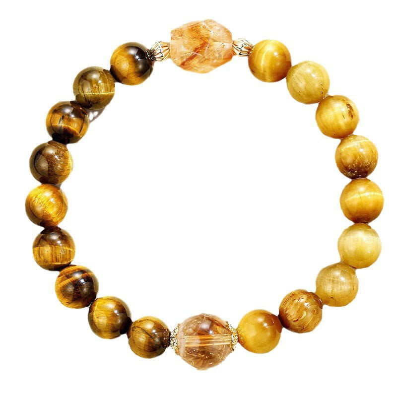 Buddha Stones Natural Yellow Black Tiger Eye Citrine Strength Bracelet - image 14