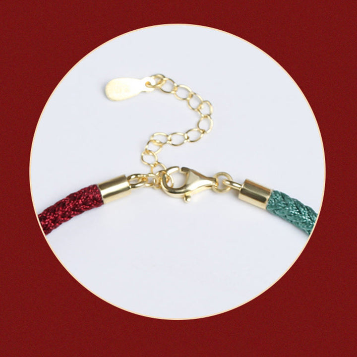 Buddha Stones 999 Sterling Silver Lotus Pod Design Luck Red Green String Bracelet - image 11