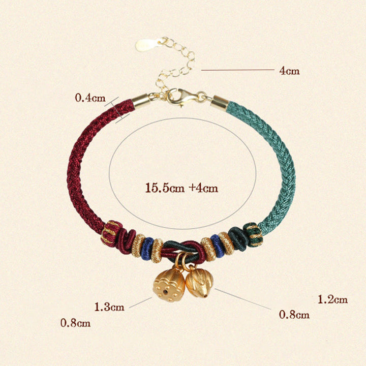 Buddha Stones 999 Sterling Silver Lotus Pod Design Luck Red Green String Bracelet - image 15